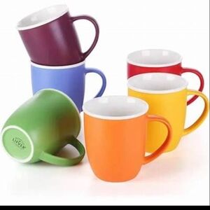 Colorful Ceramic Coffee Mugs - Set of 6